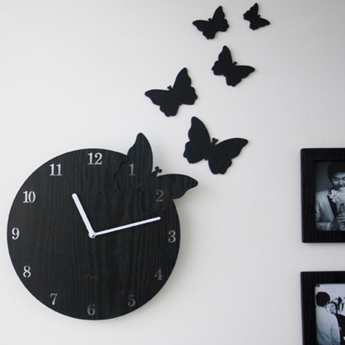 Black Butterfly Wall Clock
