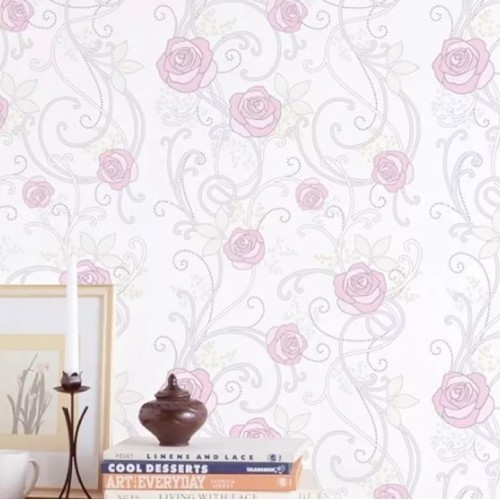 Floral Self-Adhesive Wallpaper / Pink Rose 21606 / Hyundae Sheet