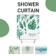 Shower Curtain  / Nordic Plant Design / Waterproof / Quick dry