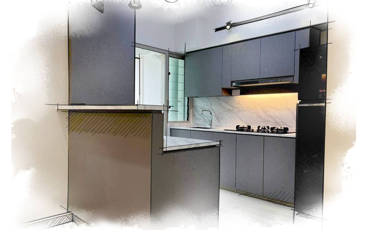 [Project] Marble Grey Kitchen Cabinet with Infeel Laminate Sticker