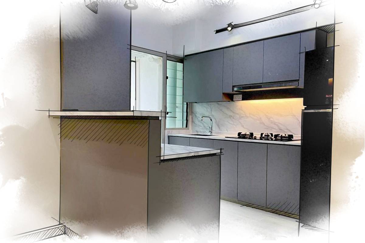 [Project] Marble Grey Kitchen Cabinet with Infeel Laminate Sticker