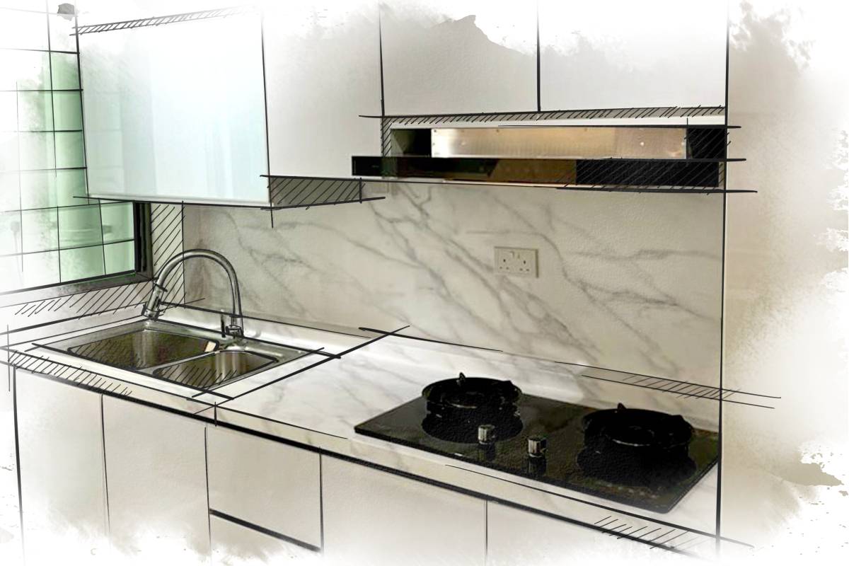 [Project] Redesign your kitchen with Infeel Laminate Sticker White Marble Kitchen