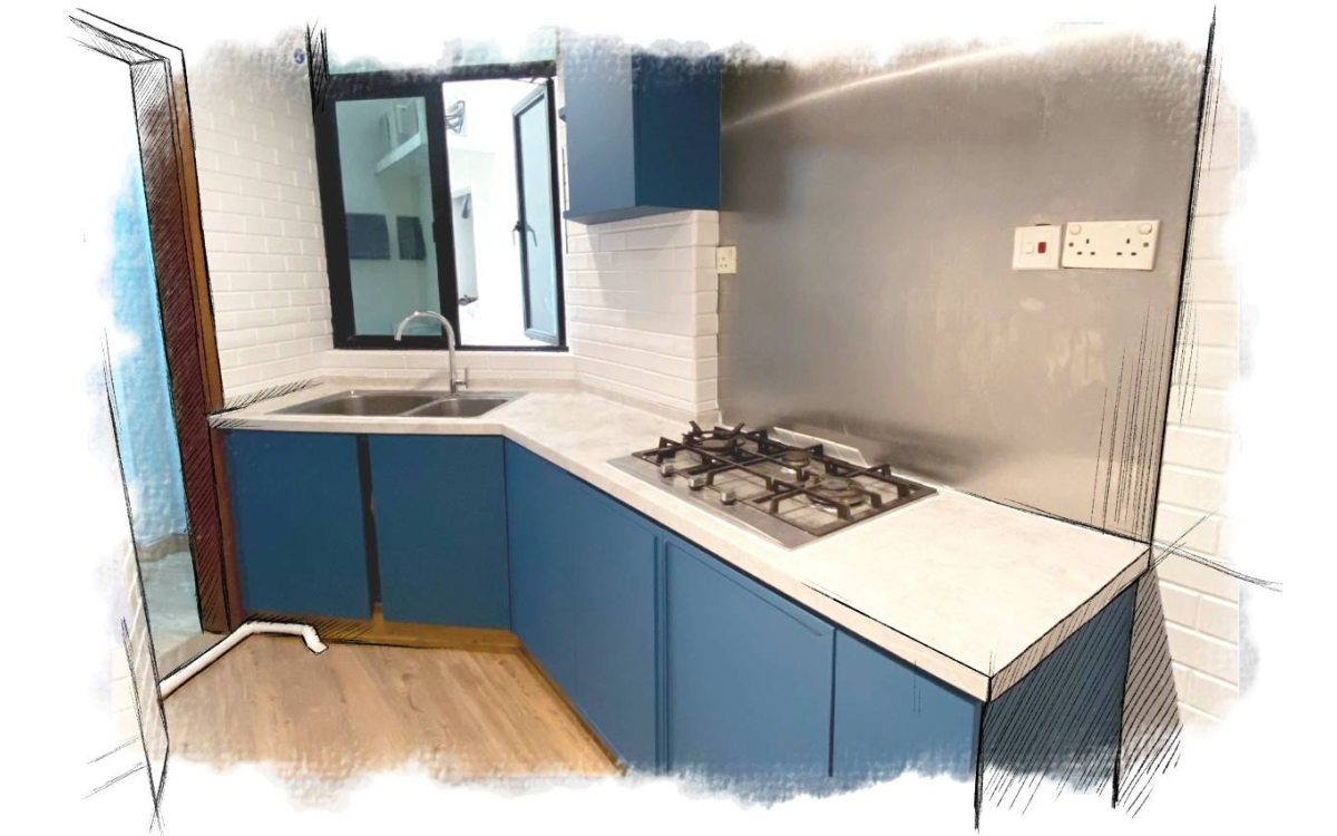 [Project] Blue Kitchen Cabinet Makeover using Infeel Laminate