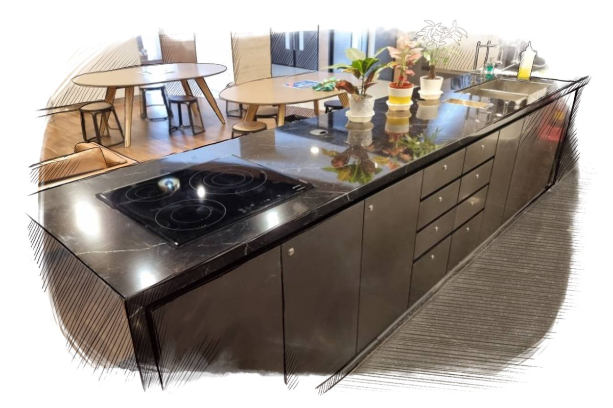 [Project] Black Mineral Stone Laminate Sticker for Kitchen Counter