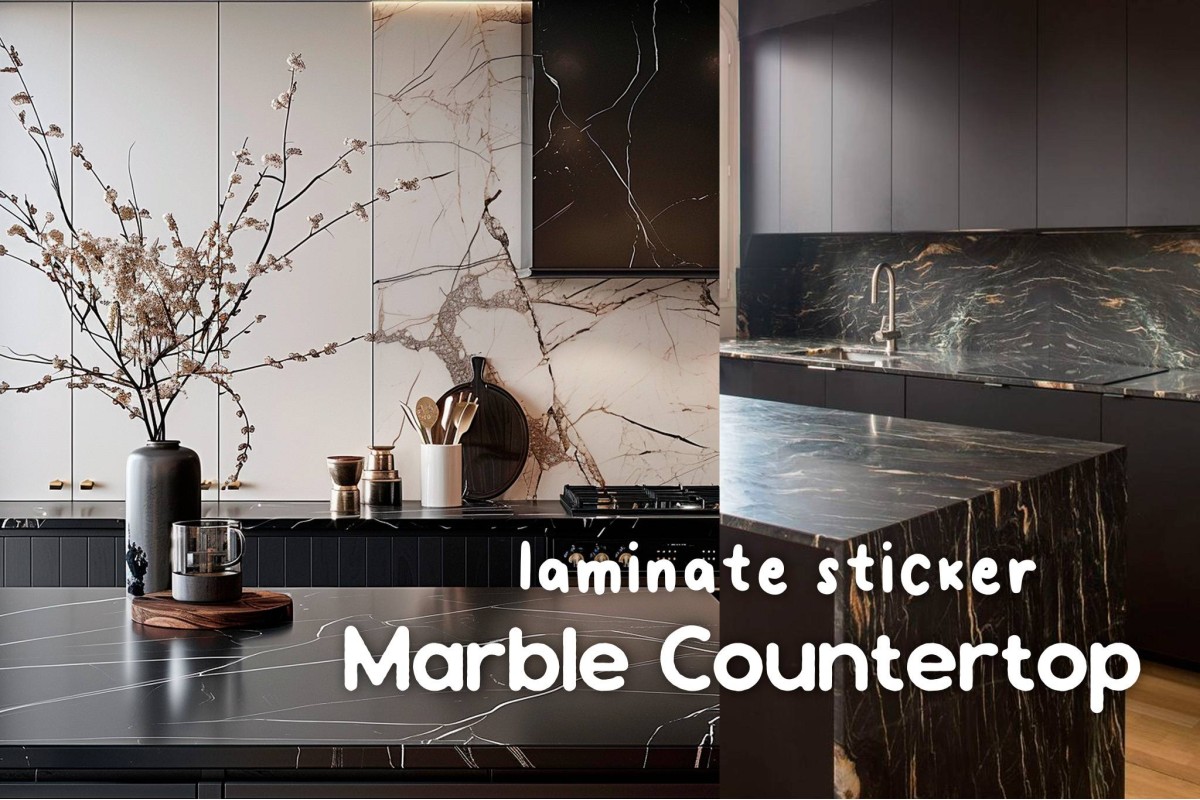 [Project] Black Mineral Stone Laminate Sticker for Kitchen Counter